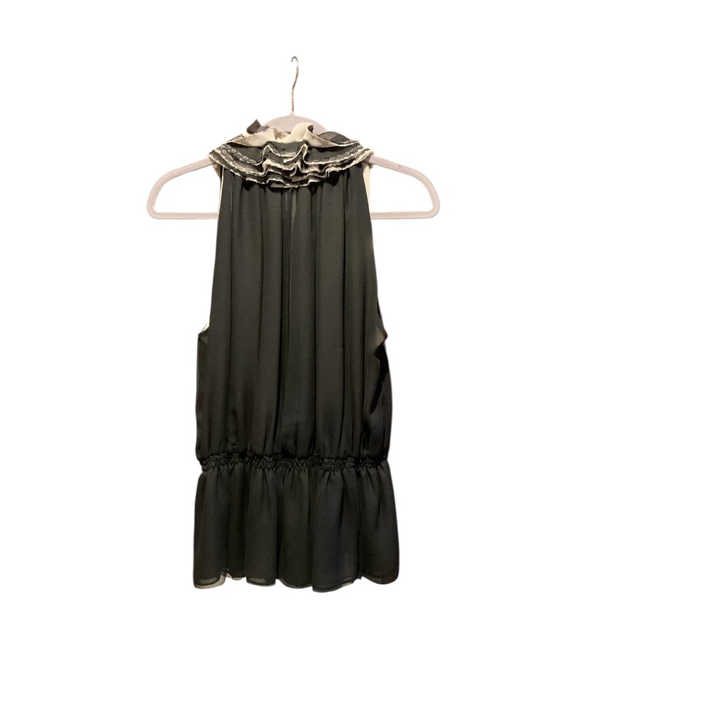 Robert Rodriguez for target  Womens Black Sleeveless Ruffle Neck Blouse Top XL